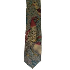 Polo Ralph Lauren Necktie‎ Mens Silk Paisley Duck Bird Pheasant Print Made USA